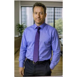 Calvin Klein Medium men's dress shirt blue long sleeve cotton blend